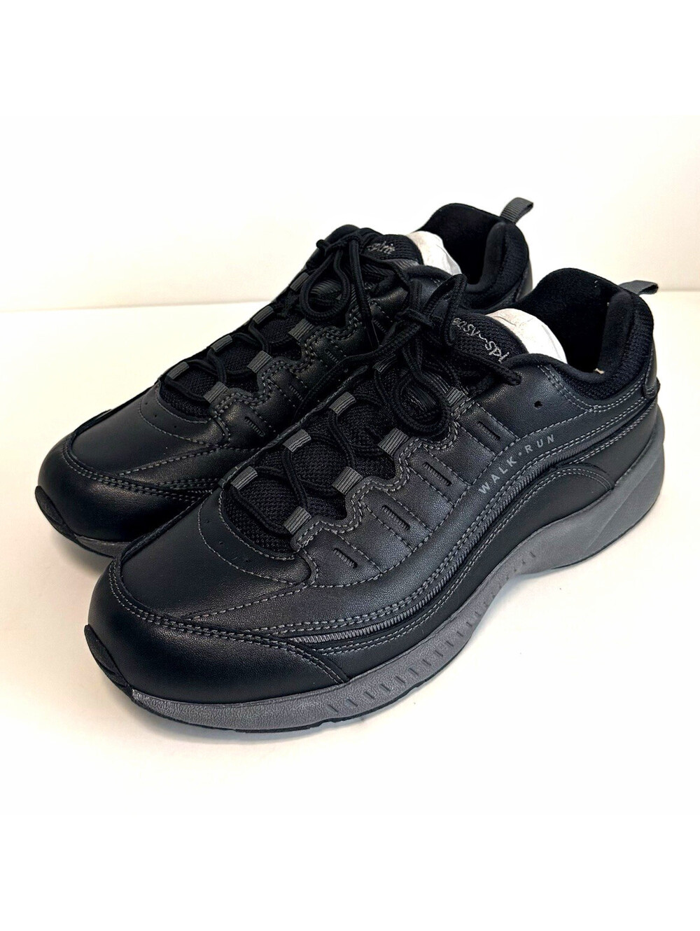 Easy Spirit Roadrun Women’s 9 WW Black Leather Walking Shoes Extra Wide New